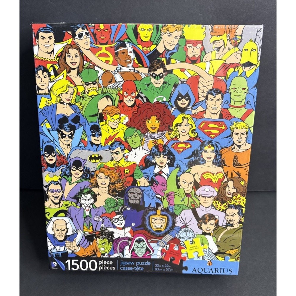 Aquarius DC Comics Collage Jigsaw Puzzle 1500 Piece Heroes Villains NEW Sealed
